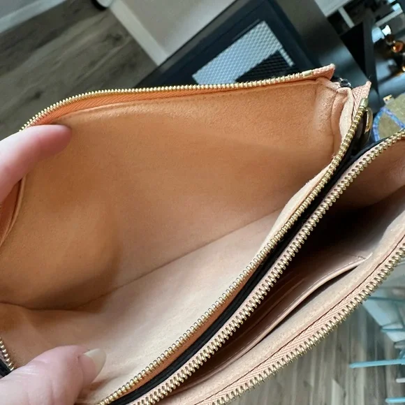 Louis Vuitton Double Zip Pink Leather Women's Bag Pouch WOC Pouchette crossbody - Picture 15 of 15